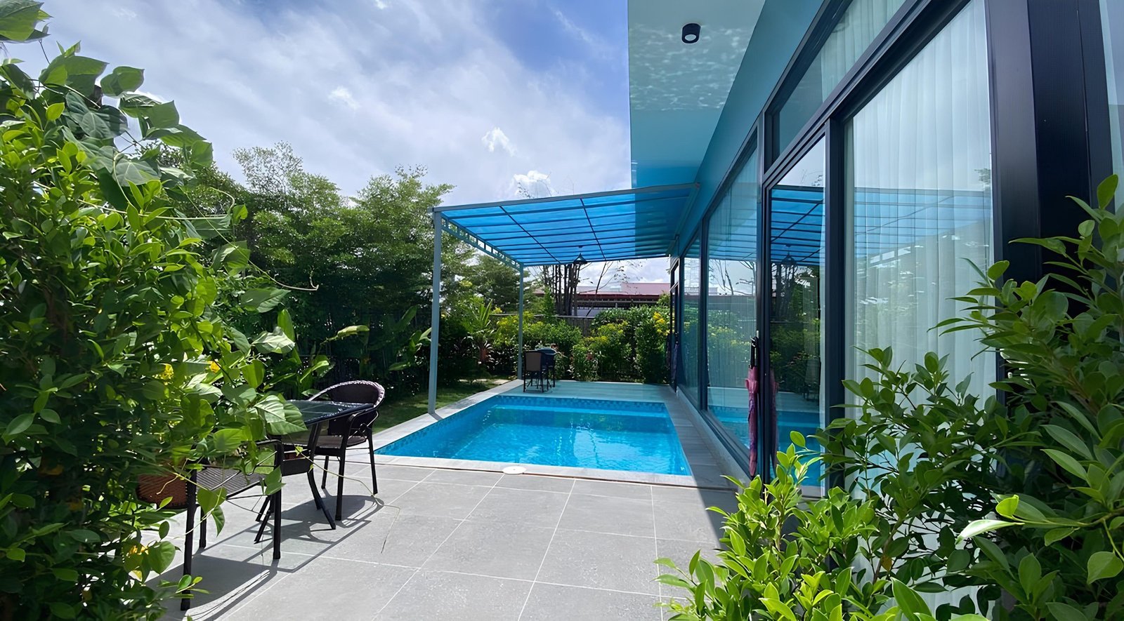 Pool of family villa at damnak borey resort in kampot