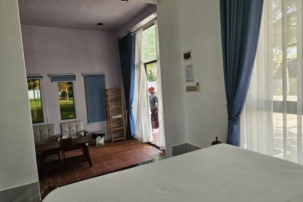 Bed view of our luxury villa in kampot - Damnak Borey Resort